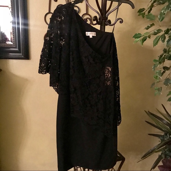 Black Lace One Shouldered Cape Cocktail Dress!🖤. - Picture 1 of 8